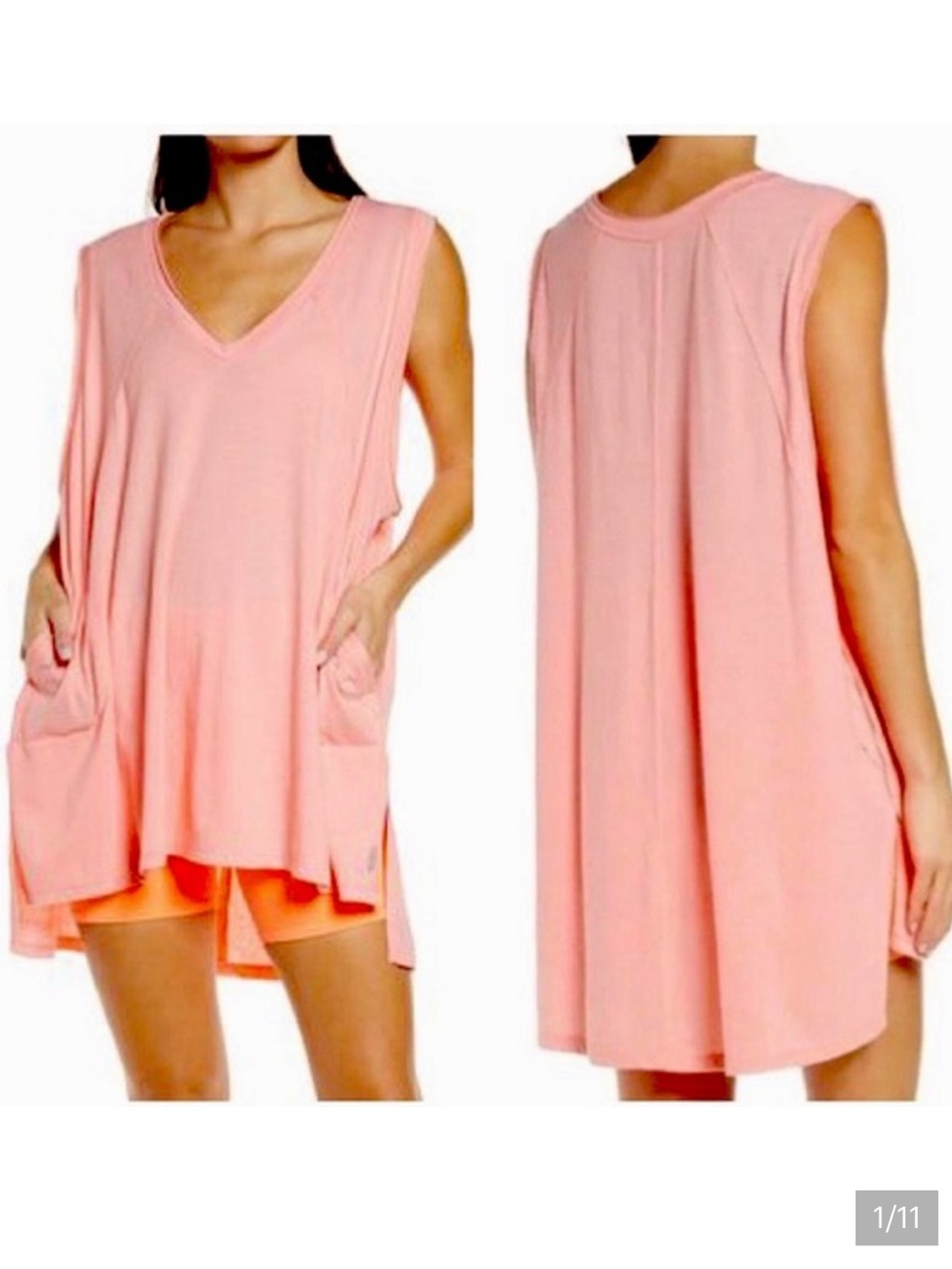Free People Movement Neon Coral City Vibes Tank Size Medium